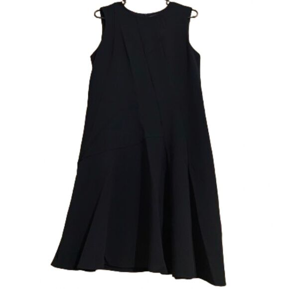 Theory WOMEN’s ASYM DRAPE ADMIRAL CREPE MINI BLACK DRESS Sz-8 - Picture 1 of 9